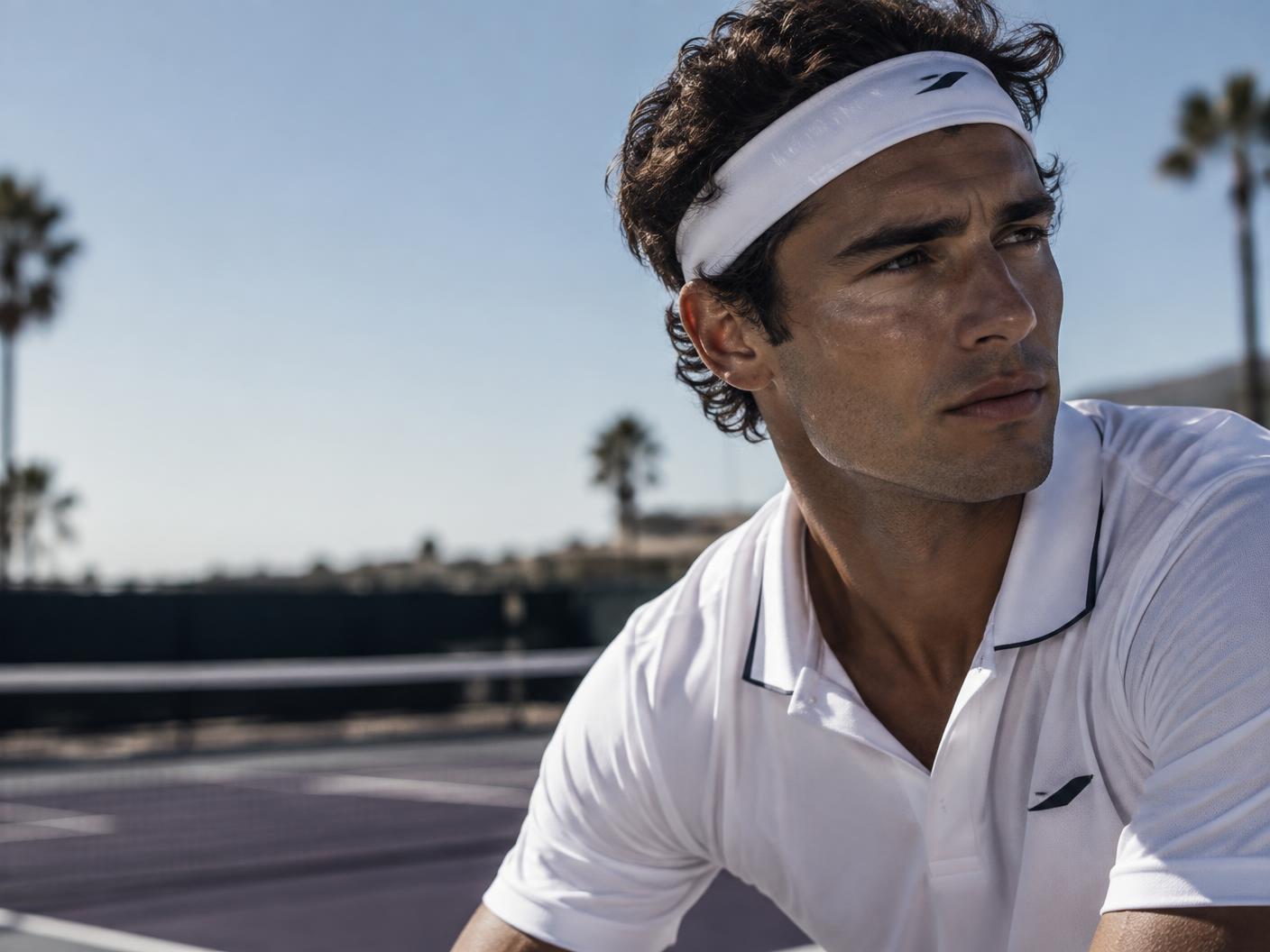 Lunedew Court editorial — mens tennis in California sunlight